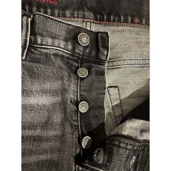 Diesel Jeans Mens 32x32 Black Denim D-Fining Italian Selvedged Button Repairable